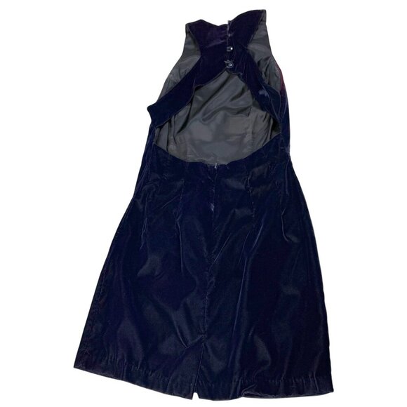 VTG Rampage Halter Dress Womens Sz 9 Indigo Velvet Open Back Fitted Mini 90s Y2K - Picture 7 of 12
